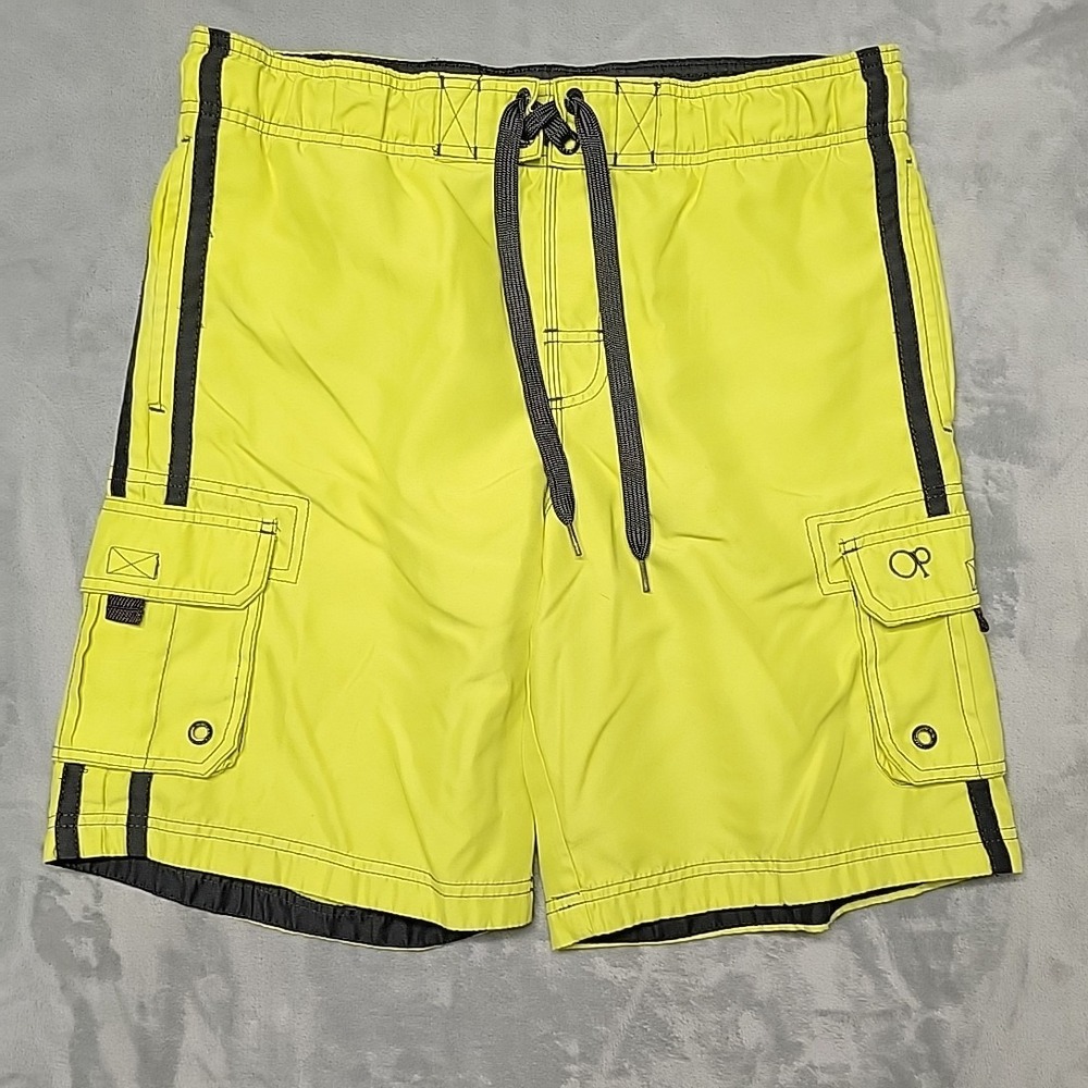 Op Shorts Mens Small Yellow Cargo Board Shorts Swim Trunks Beachwear beach